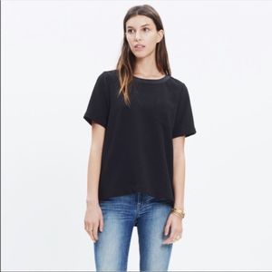 Madewell black industry back-button top